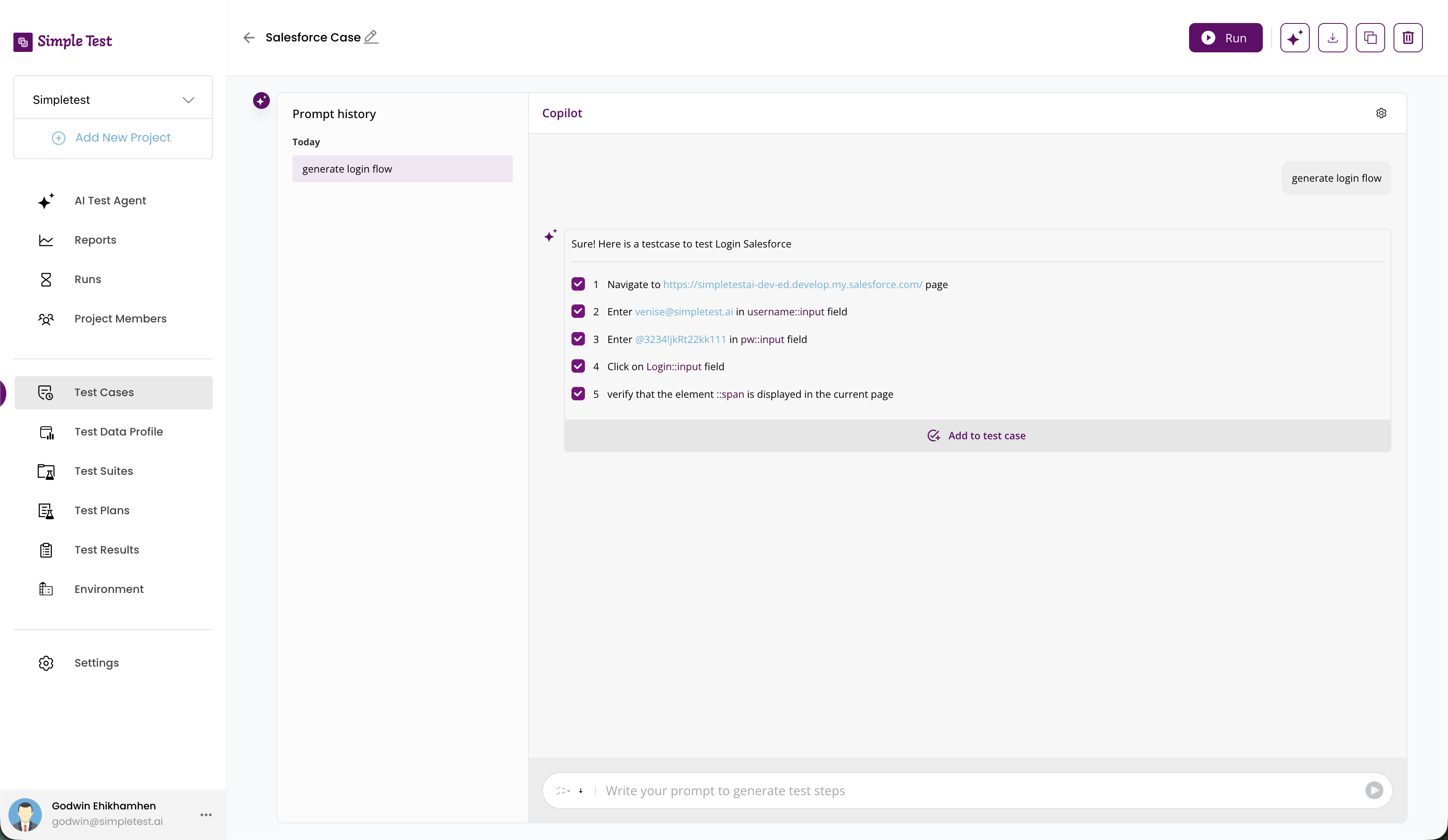 Agentic Testing from Prompts flow